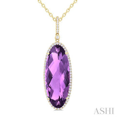 ASHI Oval Shape Gemstone & Halo Diamond Pendant 60335PPFHPDAMYG