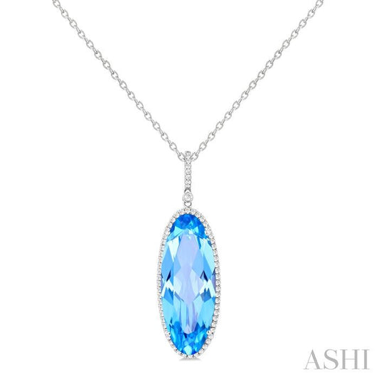 ASHI Oval Shape Gemstone & Halo Diamond Pendant 60335PPFHPDBTWG