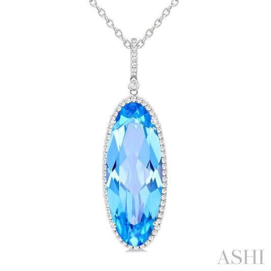 ASHI Oval Shape Gemstone & Halo Diamond Pendant 60335PPFHPDBTWG
