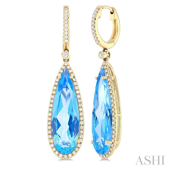 ASHI Pear Shape Gemstone & Halo Diamond Earrings 60344PPFHERBTYG