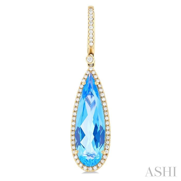ASHI Pear Shape Gemstone & Halo Diamond Earrings 60344PPFHERBTYG