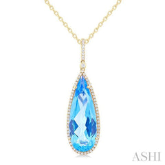 ASHI Pear Shape Gemstone & Halo Diamond Pendant 60346PPFHPDBTYG