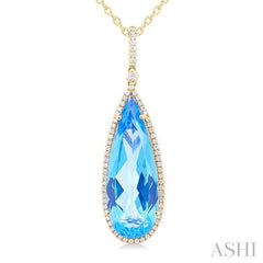ASHI Pear Shape Gemstone & Halo Diamond Pendant 60346PPFHPDBTYG