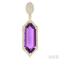 ASHI Hexagon Shape Gemstone & Halo Diamond Earrings 60352PPFHERAMYG
