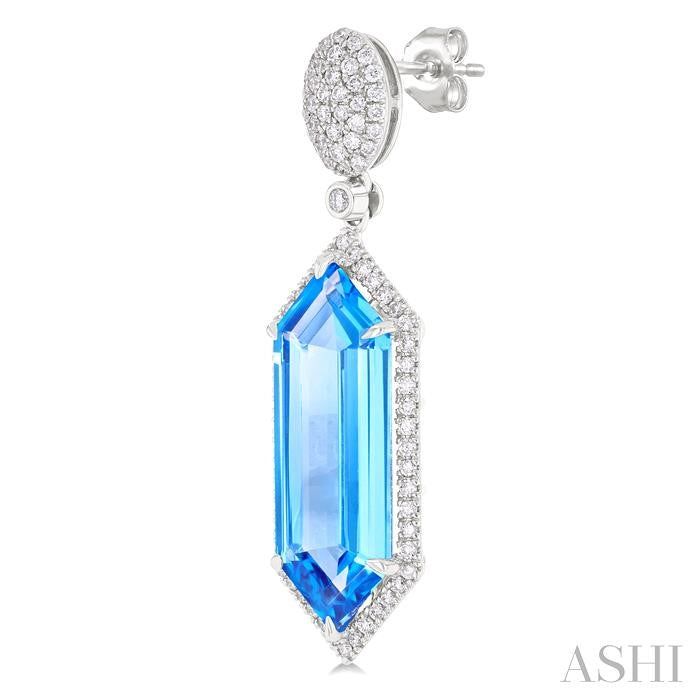 ASHI Hexagon Shape Gemstone & Halo Diamond Earrings 60352PPFHERBTWG