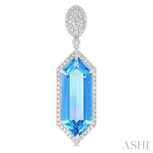 ASHI Hexagon Shape Gemstone & Halo Diamond Earrings 60352PPFHERBTWG