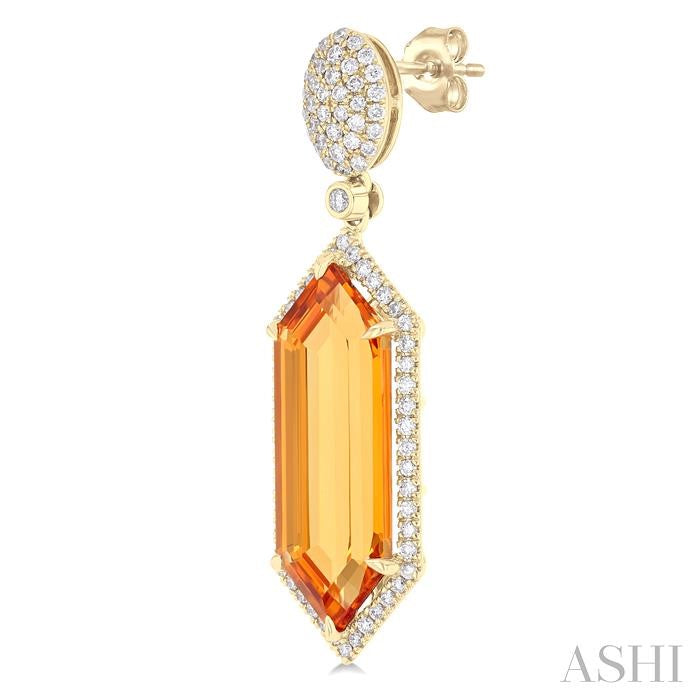 ASHI Hexagon Shape Gemstone & Halo Diamond Earrings 60352PPFHERCTYG