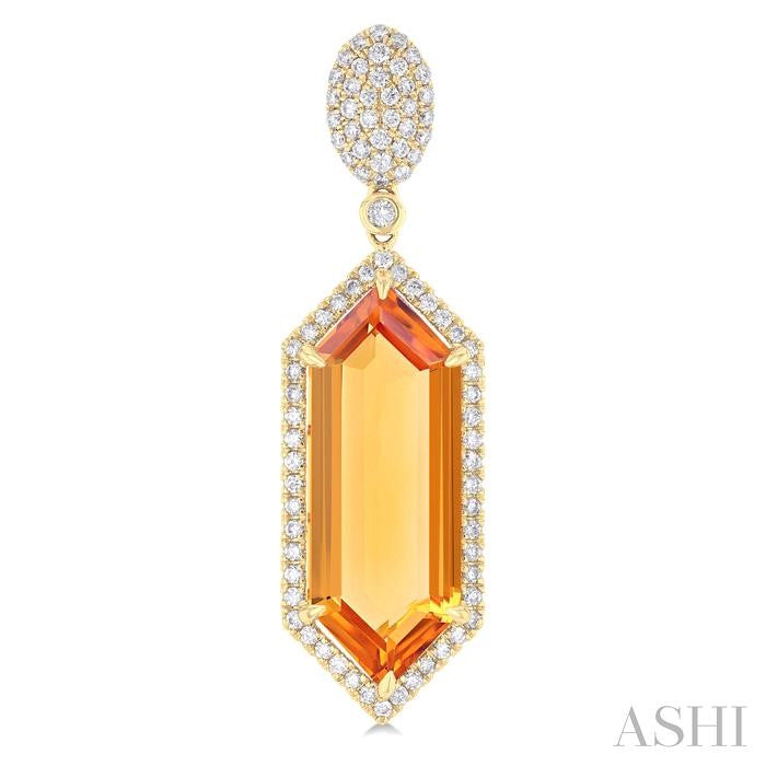 ASHI Hexagon Shape Gemstone & Halo Diamond Earrings 60352PPFHERCTYG