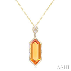 ASHI Hexagon Shape Gemstone & Halo Diamond Pendant 60353PPFHPDCTYG