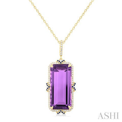 ASHI Emerald Shape Gemstone & Halo Diamond Pendant 60367PPFHPDAMSPYG