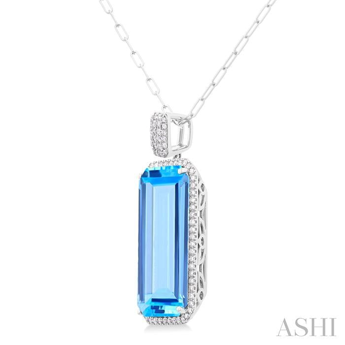ASHI Emerald Shape Gemstone & Halo Diamond Pendant 60373PPFHPDBTWG