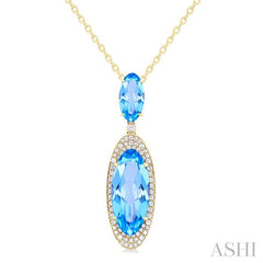 ASHI Oval Shape Gemstone & Halo Diamond Pendant 60385PPFHPDBTYG