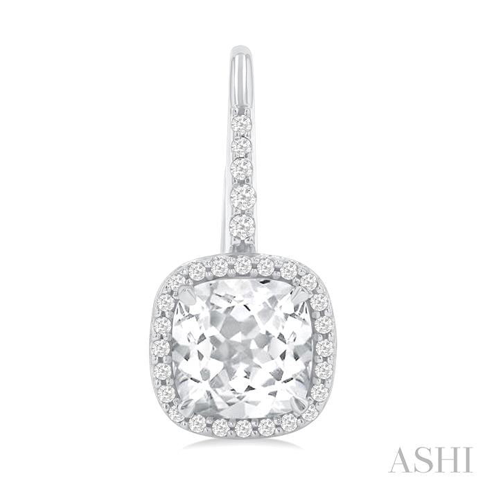 ASHI Square Shape Gemstone & Halo Diamond Huggie Earrings 60416PPFGERWTWG
