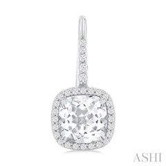 ASHI Square Shape Gemstone & Halo Diamond Huggie Earrings 60416PPFGERWTWG