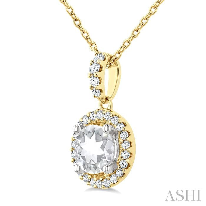ASHI Round Shape Halo Gemstone Pendant 60428PPFGPDWTYW