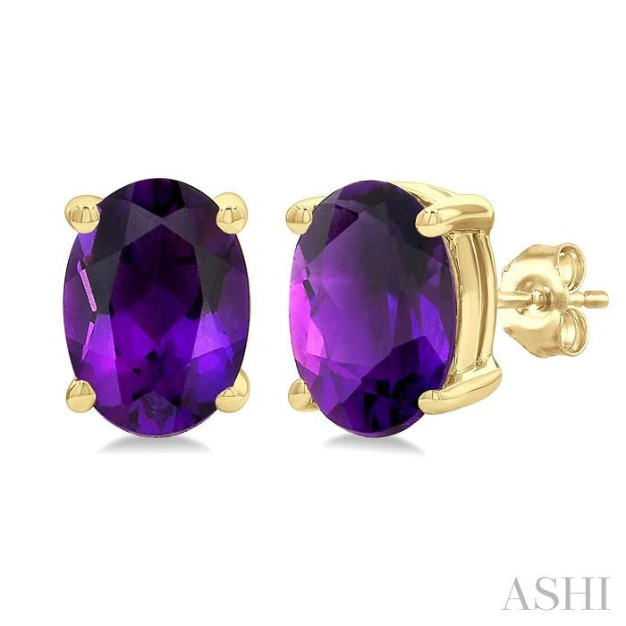 ASHI Oval Shape Gemstone Stud Earrings 60449PPF@ERAMYG-OV