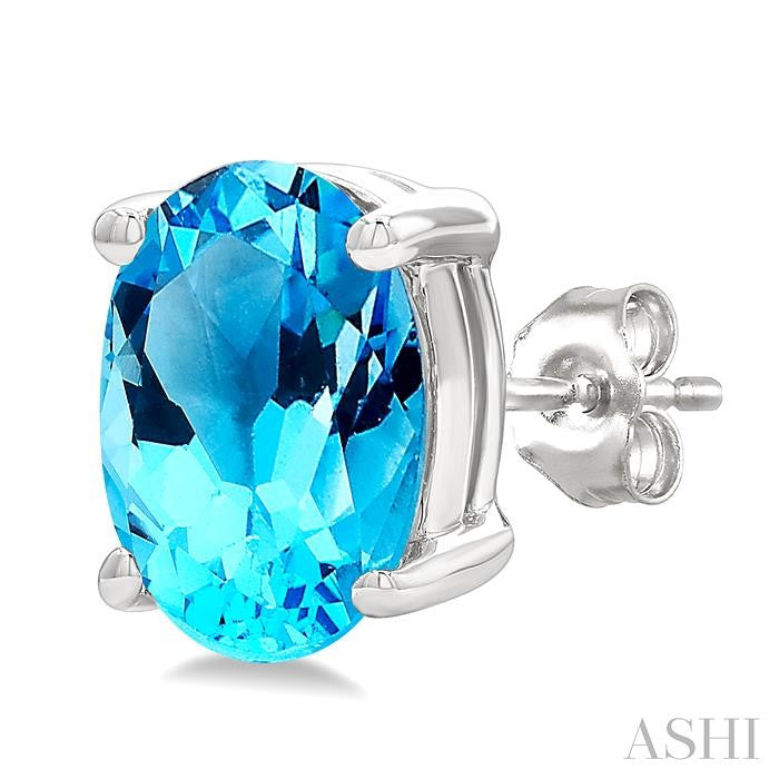 ASHI Oval Shape Gemstone Stud Earrings 60449PPF@ERBTWG-OV