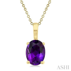 ASHI Oval Shape Gemstone Solitaire Pendant 60449PPF@PDAMYG-OV