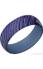 7 mm wide Domed Titanium Damascus band featuring a Crushed Orchid sleeve.