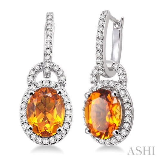 ASHI Oval Shape Gemstone & Halo Diamond Earrings 60894PPFNERCTWG