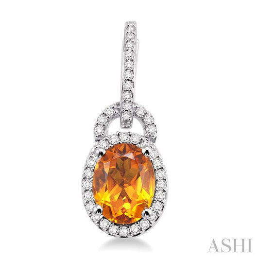 ASHI Oval Shape Gemstone & Halo Diamond Earrings 60894PPFNERCTWG