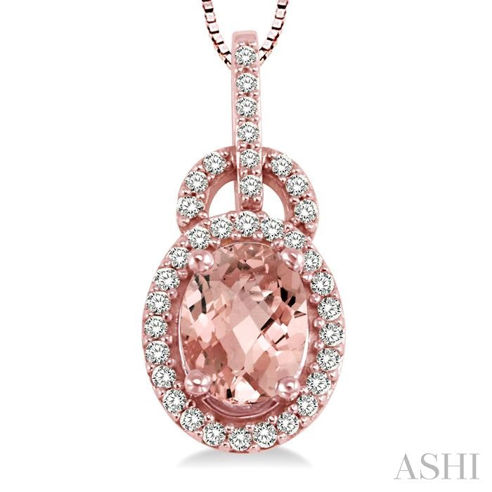 ASHI Oval Shape Gemstone & Halo Diamond Pendant 60976PPFNPDMOPG