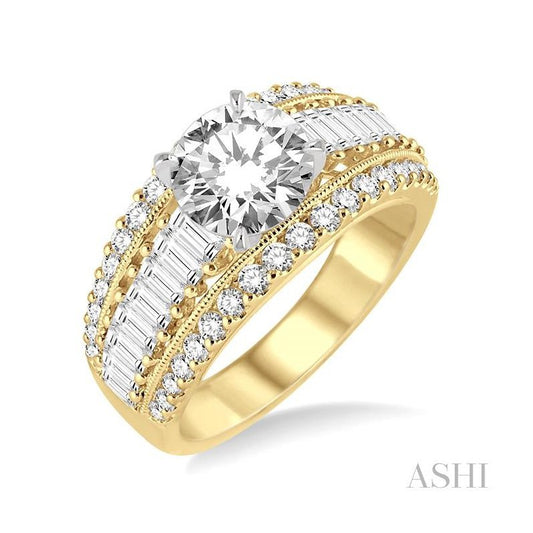 ASHI Round Shape Semi-Mount Diamond Engagement Ring 20250PPFRYW-SM-1.30