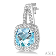 ASHI Cushion Shape Gemstone & Halo Diamond Earrings 61146PPTSERAQWG