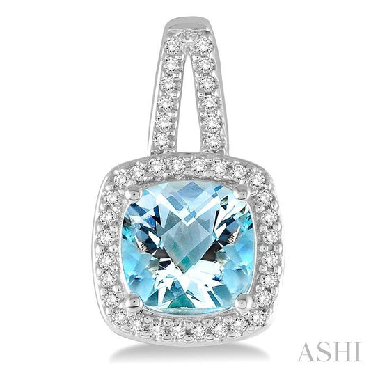 ASHI Cushion Shape Gemstone & Halo Diamond Earrings 61146PPTSERAQWG