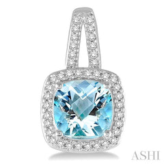 ASHI Cushion Shape Gemstone & Halo Diamond Earrings 61146PPTSERAQWG