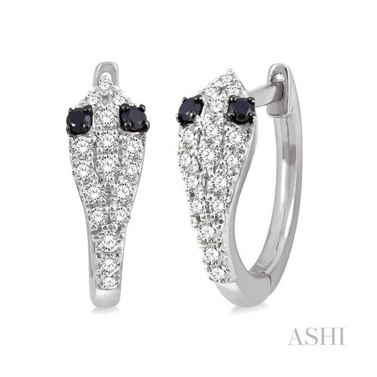 ASHI Snake Petite Black Diamond Huggie Fashion Earrings 674V6PPFSERWG