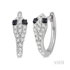 ASHI Snake Petite Black Diamond Huggie Fashion Earrings 674V6PPFSERWG