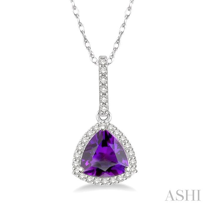 ASHI Trillion Shape Gemstone & Halo Diamond Pendant 61248PPTSPDAMWG