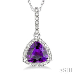 ASHI Trillion Shape Gemstone & Halo Diamond Pendant 61248PPTSPDAMWG
