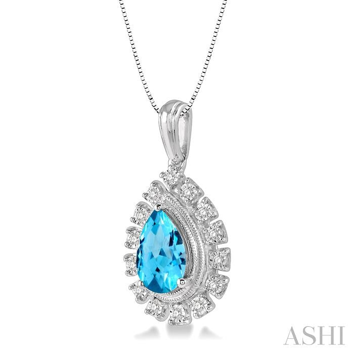 ASHI Pear Shape Gemstone & Diamond Pendant 61448PPTSPDBTWG