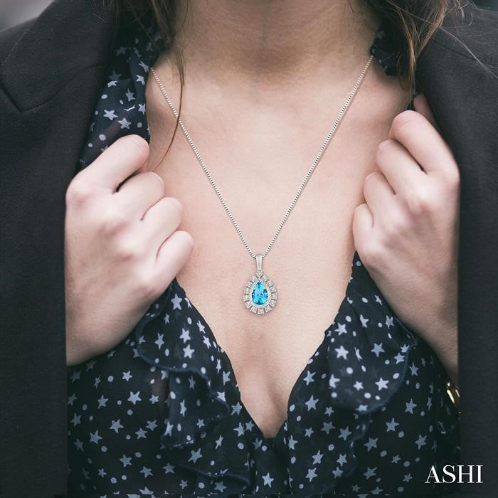 ASHI Pear Shape Gemstone & Diamond Pendant 61448PPTSPDBTWG