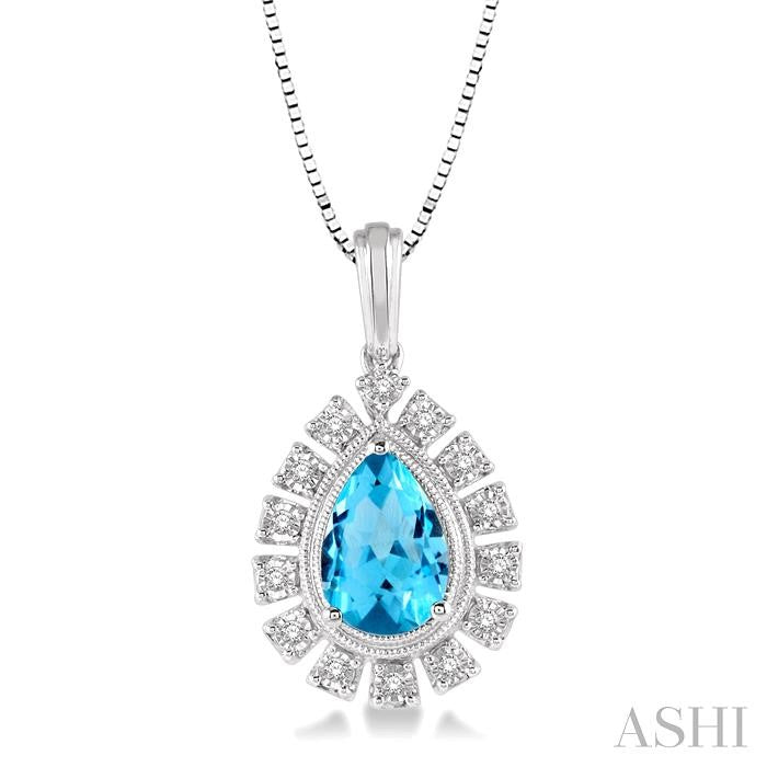 ASHI Pear Shape Gemstone & Diamond Pendant 61448PPTSPDBTWG