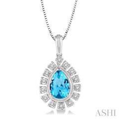 ASHI Pear Shape Gemstone & Diamond Pendant 61448PPTSPDBTWG
