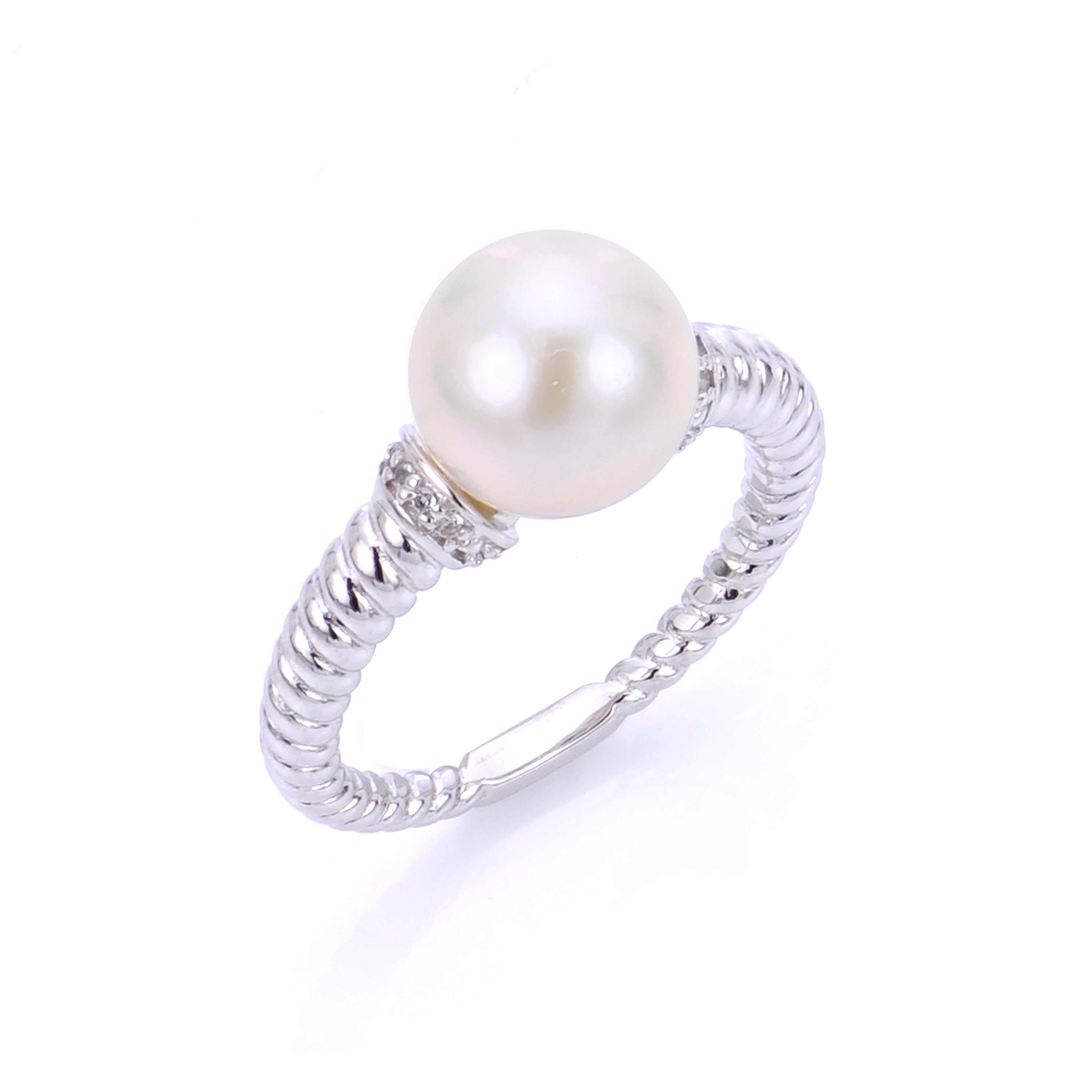 Parkplace Pearls Sterling Silver Freshwater Pearl Ring 616809/FW-DIA-7