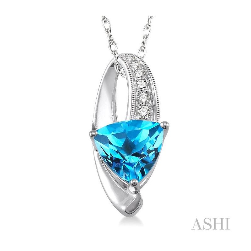 ASHI Trillion Shape Gemstone & Diamond Pendant 61009PPTSPDBTWG