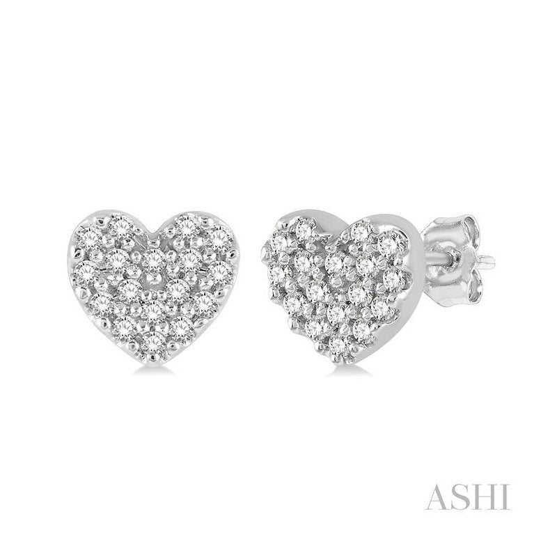 ASHI Heart Shape Petite Diamond Fashion Earrings 644A8PPFSERWG