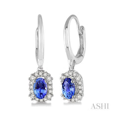 ASHI Oval Shape Gemstone & Halo Diamond Earrings 58488PPFNERTZWG