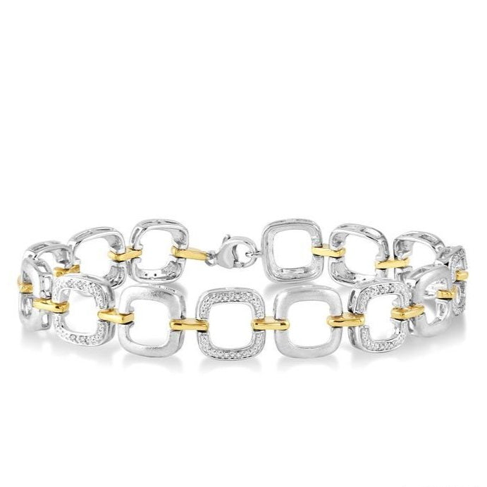 Parkplace Jewelers Silver Rectangular Shape Link Diamond Fashion Bracelet 85378PPSSSLTB