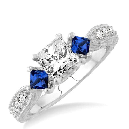 Parkplace Jewelers Princess Shape Past Present & Future Gemstone & Diamond Engagement Ring 25603PPFVSPWG-LE