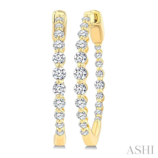 ASHI Inside-Out Graduated Diamond  Fashion Hoop Earrings 620L1PPFGERYG