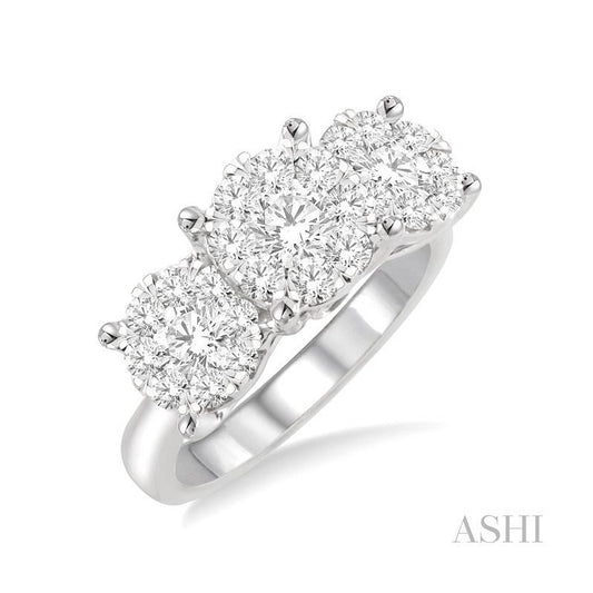 ASHI Round Shape Past Present & Future Lovebright Essential Diamond Engagement Ring 36920PPFVWG-1.50