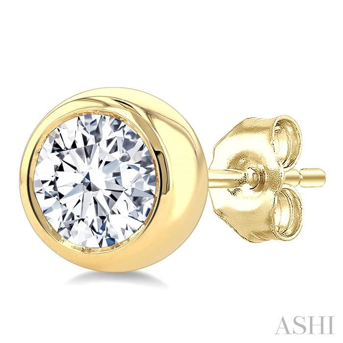 ASHI Round Shape Bezel Set Diamond Stud Earrings 621L1PPFGERYG