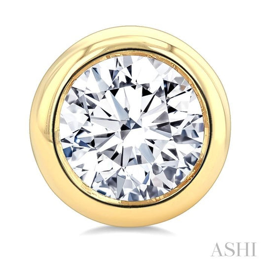 ASHI Round Shape Bezel Set Diamond Stud Earrings 621L1PPFGERYG