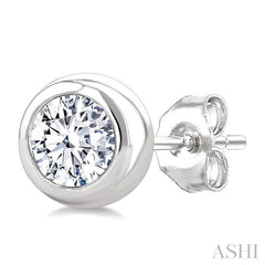 ASHI Round Shape Bezel Set Diamond Stud Earrings 621L2PPFGERWG