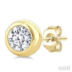 ASHI Round Shape Bezel Set Diamond Stud Earrings 621L2PPFGERYG